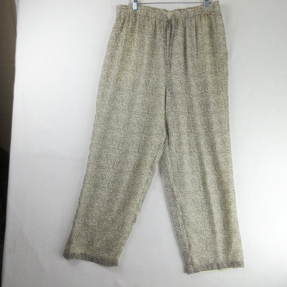 Bridgetown Collection Animal Print Silk Pants Size XL Drawstring Mini Leopard